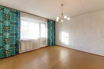 Russia, Moscow- September 08, 2019: interior room apartment modern bright cozy atmosphere. general cleaning, home decoration, decrepit old sloppy non modern setting. cosmetic repairs required