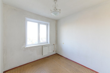 Russia, Moscow- September 08, 2019: interior room apartment modern bright cozy atmosphere. general cleaning, home decoration, decrepit old sloppy non modern setting. cosmetic repairs required