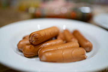 Fried Sausages on a dish