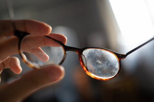 Eyeglasses With Dirty Marks On Lens