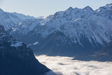 Thermal inversion in the Alps, Switzerland, Europe