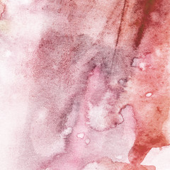 Watercolor illustration. Texture. Watercolor transparent stain. Blur, spray. Red and brown.