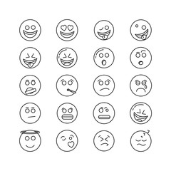 set of vector line emoticons