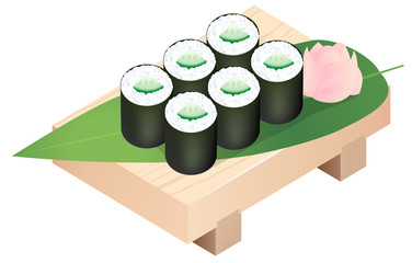 河童巻き　白背景