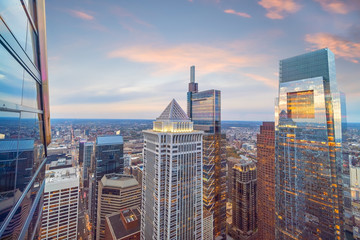 Top view of downtown skyline Philadelphia in Pennsylvania, USA