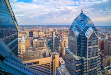 Top view of downtown skyline Philadelphia in Pennsylvania, USA