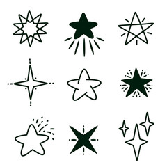 Obraz premium Hand drawn star. Doodle line star isolated set, black stars vector modern illustration