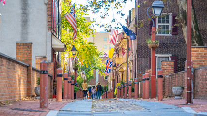 The historic Old City in Philadelphia, Pennsylvania. Elfreth's Alley