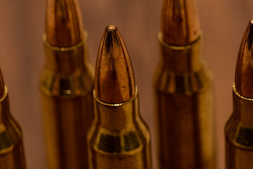 Macro photo of .223 caliber rifle ammunition