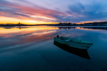 Single boat in Kennebunkport Cape Porpoise Sunset