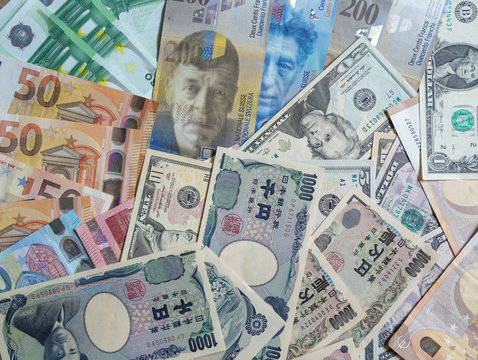 Currency collection of banknotes and Different currency image