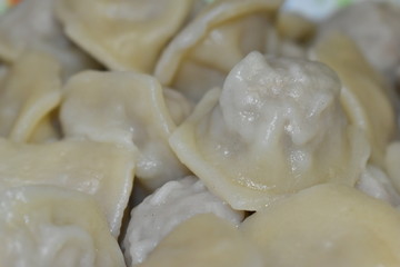 Fototapeta na wymiar Boiled meat dumplings on a plate.