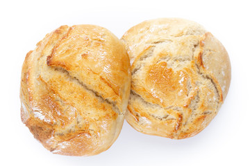 Rye eco breads on the white background.