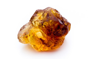 Brown caramelized sugar on white background.