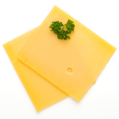 Cheese slice isolated on the white background.