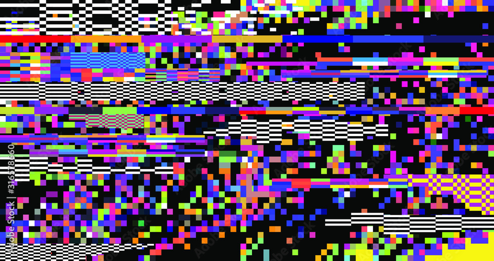 Poster webpunk style glitched background with vhs artifacts, random pixel noise. vaporwave and retrowave ae