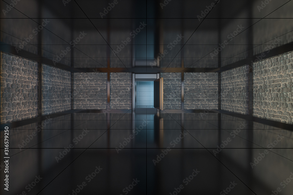 Poster safety gate and coded lock,abstract conception,3d rendering.
