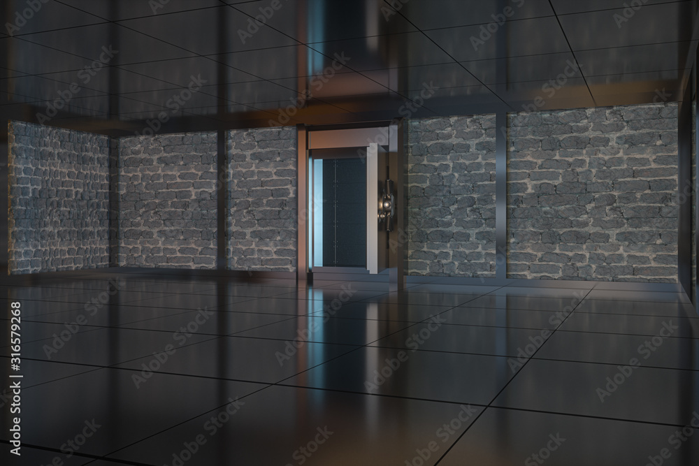 Poster safety gate and coded lock,abstract conception,3d rendering.