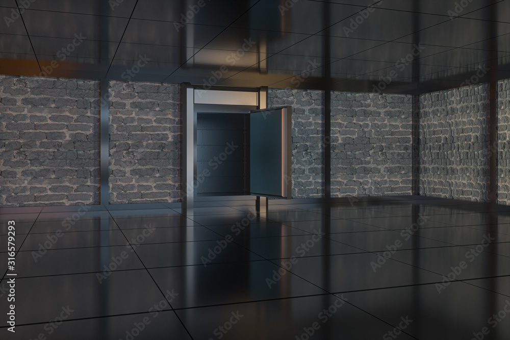 Poster safety gate and coded lock,abstract conception,3d rendering.