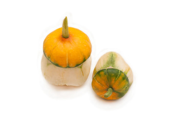 two decorative pumpkins isolated