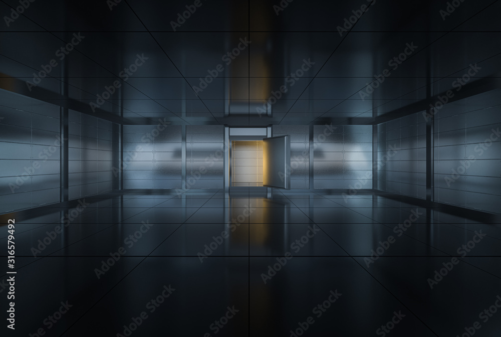 Poster safety gate and coded lock,abstract conception,3d rendering.