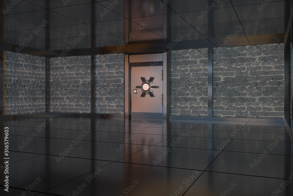 Poster safety gate and coded lock,abstract conception,3d rendering.