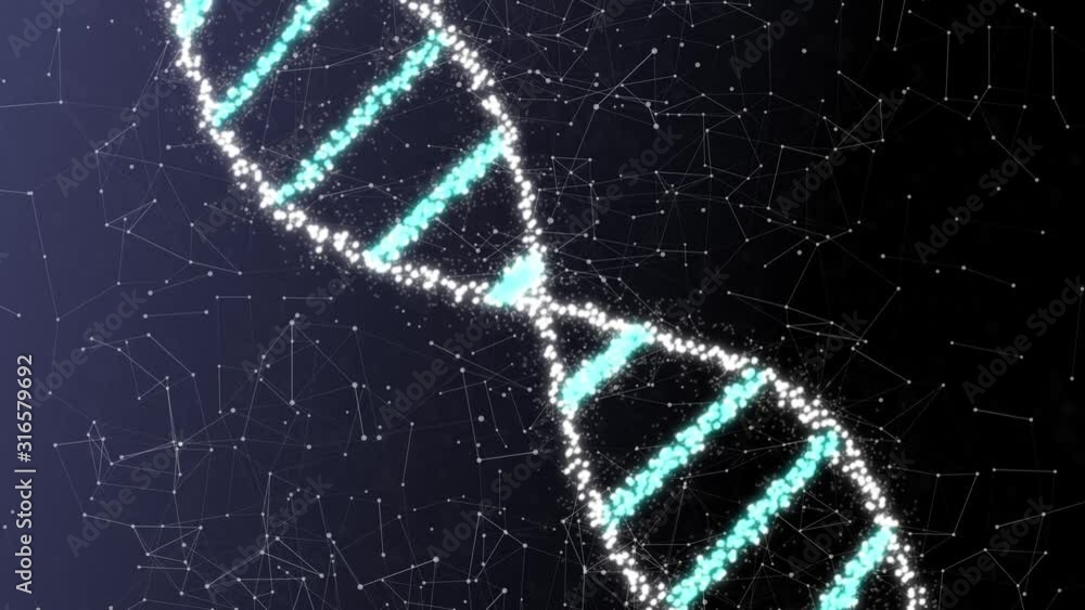 Aufkleber abstract technological representation of digital plexus dna molecule in blue. for biotechnology, che