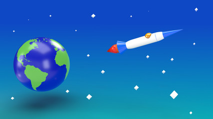 3d of business concept with rocket
