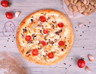 pizza with mushrooms and cheese