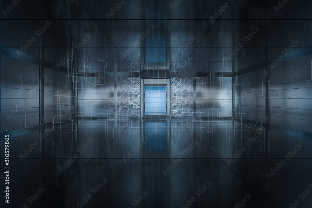 Poster safety gate and coded lock,abstract conception,3d rendering.