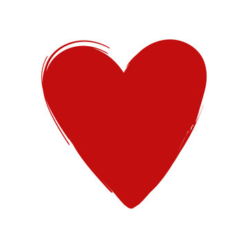 Narrow red painted heart vector, isolated on a white background