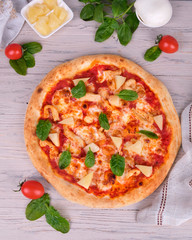 pizza with tomato and basil