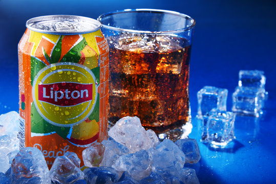 Cans Of Lipton Ice Tea Soft Drink.