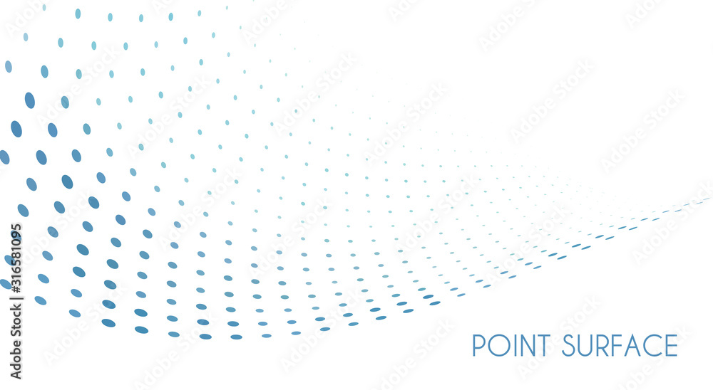 Poster Minimal point surface. Blue dots on white background. Simple pattern