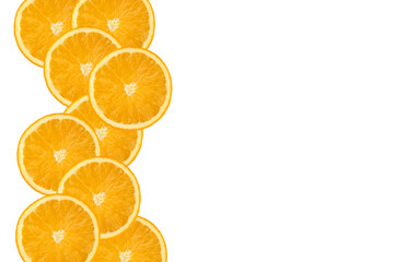 background of sliced of oranges on white