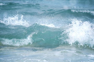 Close up Blue Adriatic sea water wave.water background.
