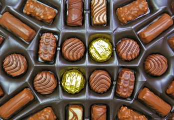 many chocolate candies in the box