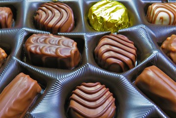 many chocolate candies in the box