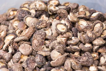 Essiccated mushrooms at market in Hanoi