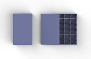 handmade chocolates box open and close. 3d illustration  