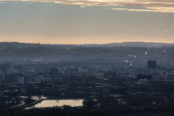 View of Belfast from the Trail behind Belfast Castle, Belfast, Northern Ireland, UK
