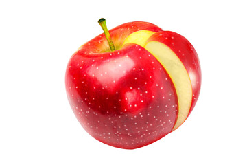 Cut apple slice on a white background