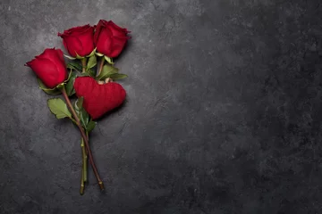 Poster Valentines day card with rose flower bouquet © karandaev