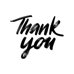 Lettering thank you wrote by brush. Thank You calligraphy.
