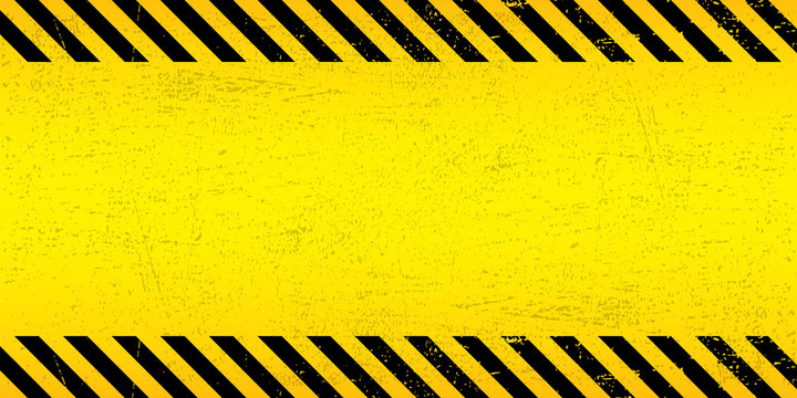Black Stripped Rectangle on yellow background. Blank Warning Sign. Warning Background. Template. Vector illustration EPS10.