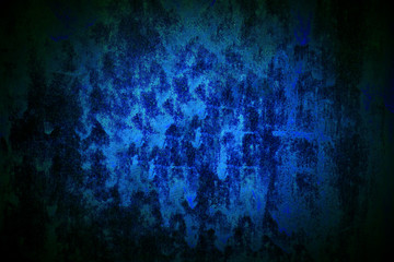 Abstract background dripping blue paint from rusty metal.