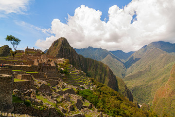 Misty landscape in lost city of Machu Picchu