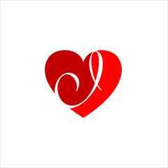 Heart logo vector template. Happy valentines day design. Graphic modern i letter heart sign