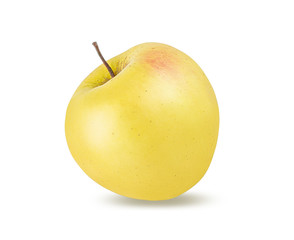 Yellow apple isolated on white background with clipping path