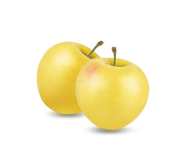 Yellow apple isolated on white background with clipping path